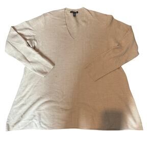 EILEEN FISHER Women's Ultrafine Merino V-Neck Tunic in Regenerative Wool Size M